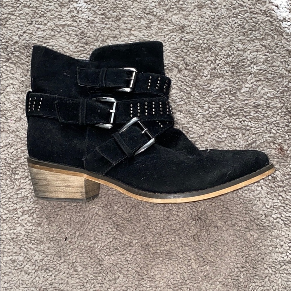 Black booties with silver detail